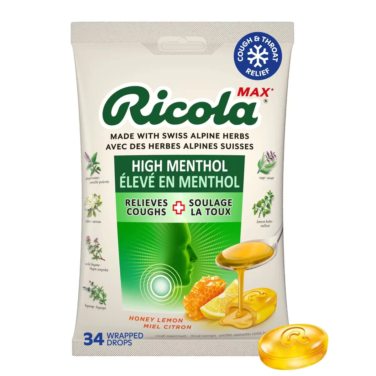 Pastilles Miel Citron à cœur mentholé