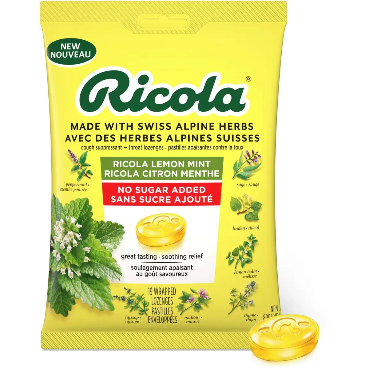 Pastilles Citron menthe sans sucre ajouté