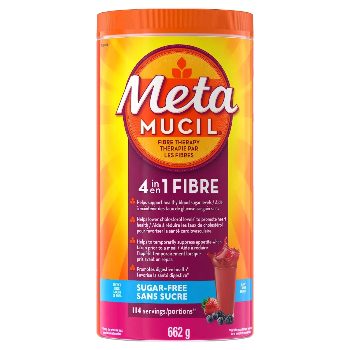 Fibres MultiSanté 3 en 1! Supplément de fibres en poudre, sans sucre, baies, 660 g