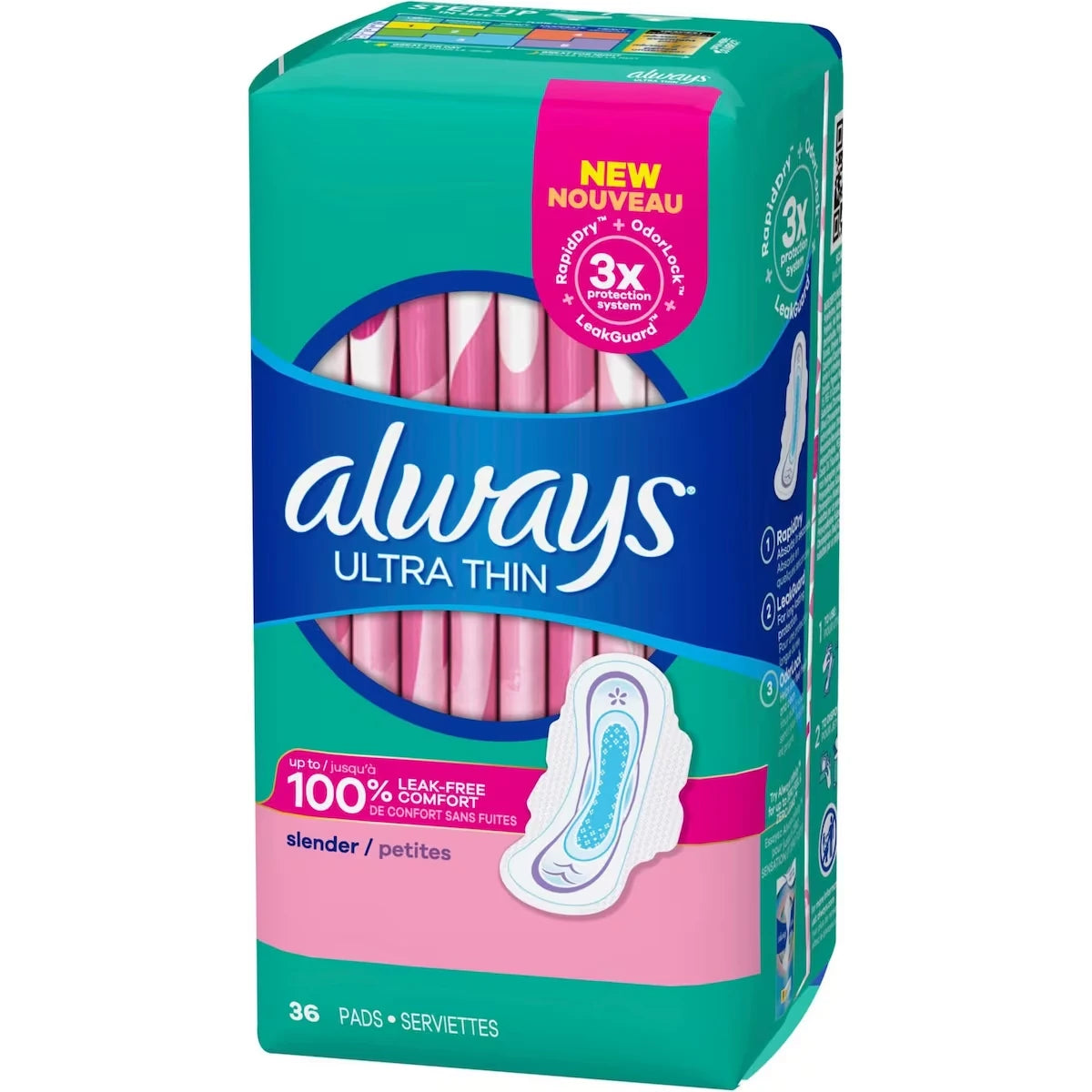 Serviettes Ultra Thin Petites avec ailes, non parfumées, 36 serviettes