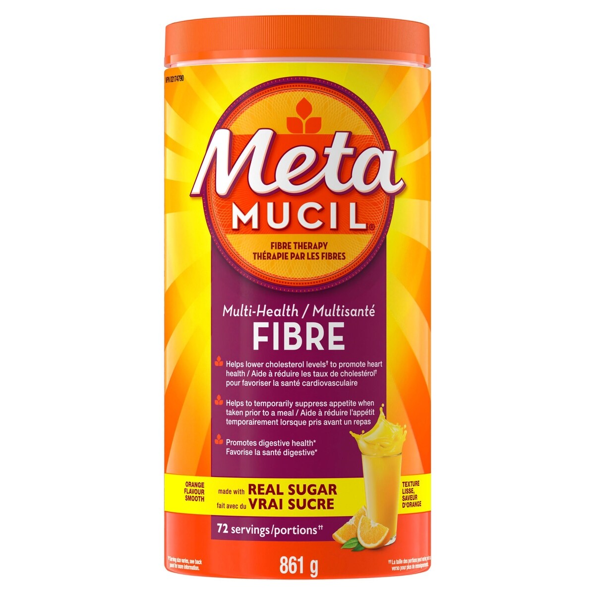 Fibres MultiSanté 3 en 1! Supplément de fibres en poudre, Orange, 861 g