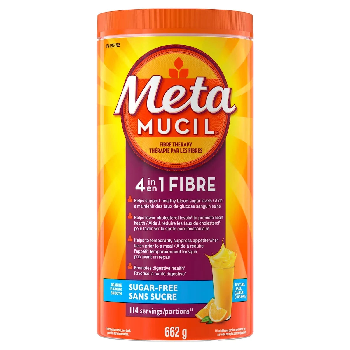 Fibres MultiSanté 3 en 1! Supplément de fibres en poudre, sans sucre, orange, 662 g