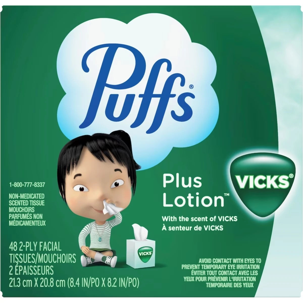 Mouchoirs Puffs Plus Lotion Avec Le Parfum De Vicks, 1 Boîte Cubique, 48 Mouchoirs Par Boîte
