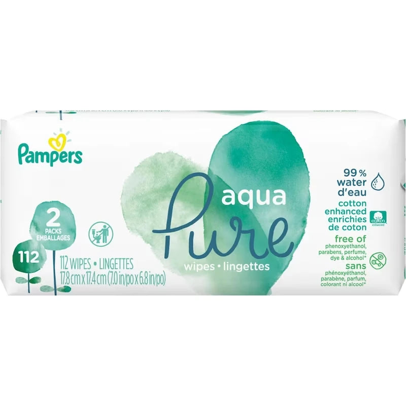Lingettes pour bébés Aqua Pure Sensitive, 2X boîtes distributrices, 112 lingettes