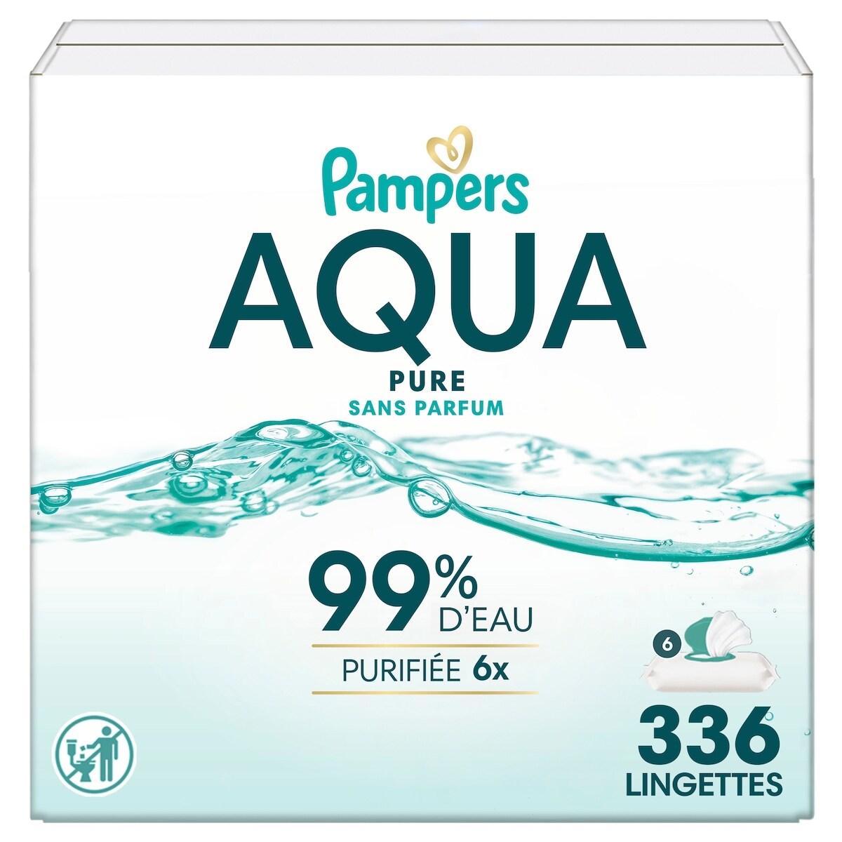 Pampers Aqua Pure Étuis Souples De Lingettes Pour Bébés 6x 1/336
