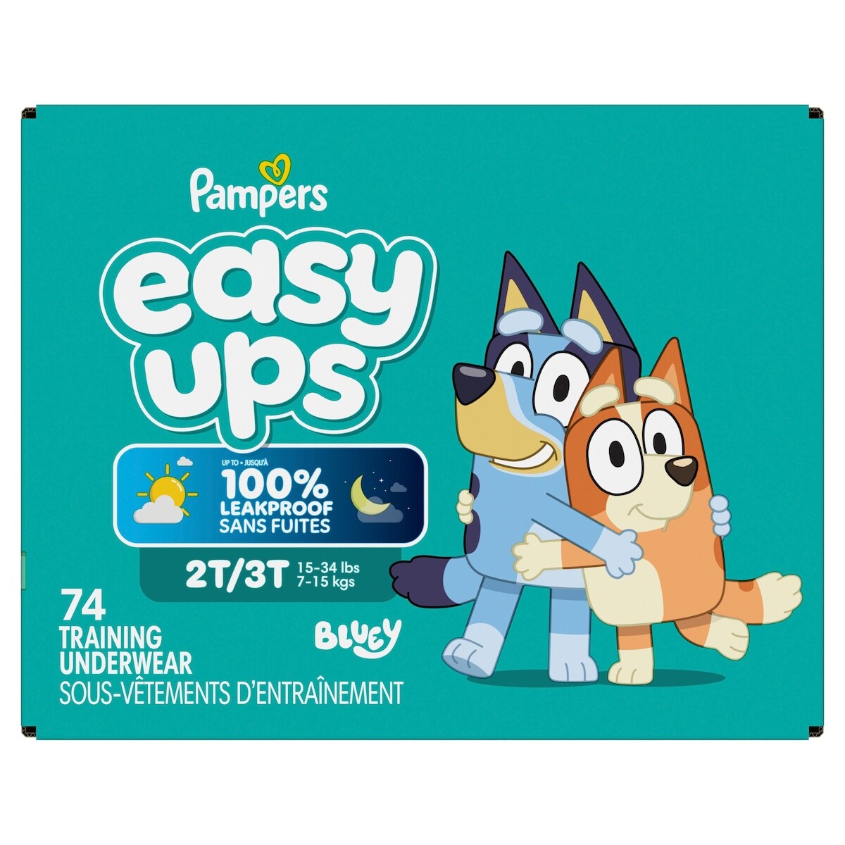 Sous-vêtements d’entraînement Pampers Easy Ups, taille 4 2T/3T, garçons, 74 sous-vêtements