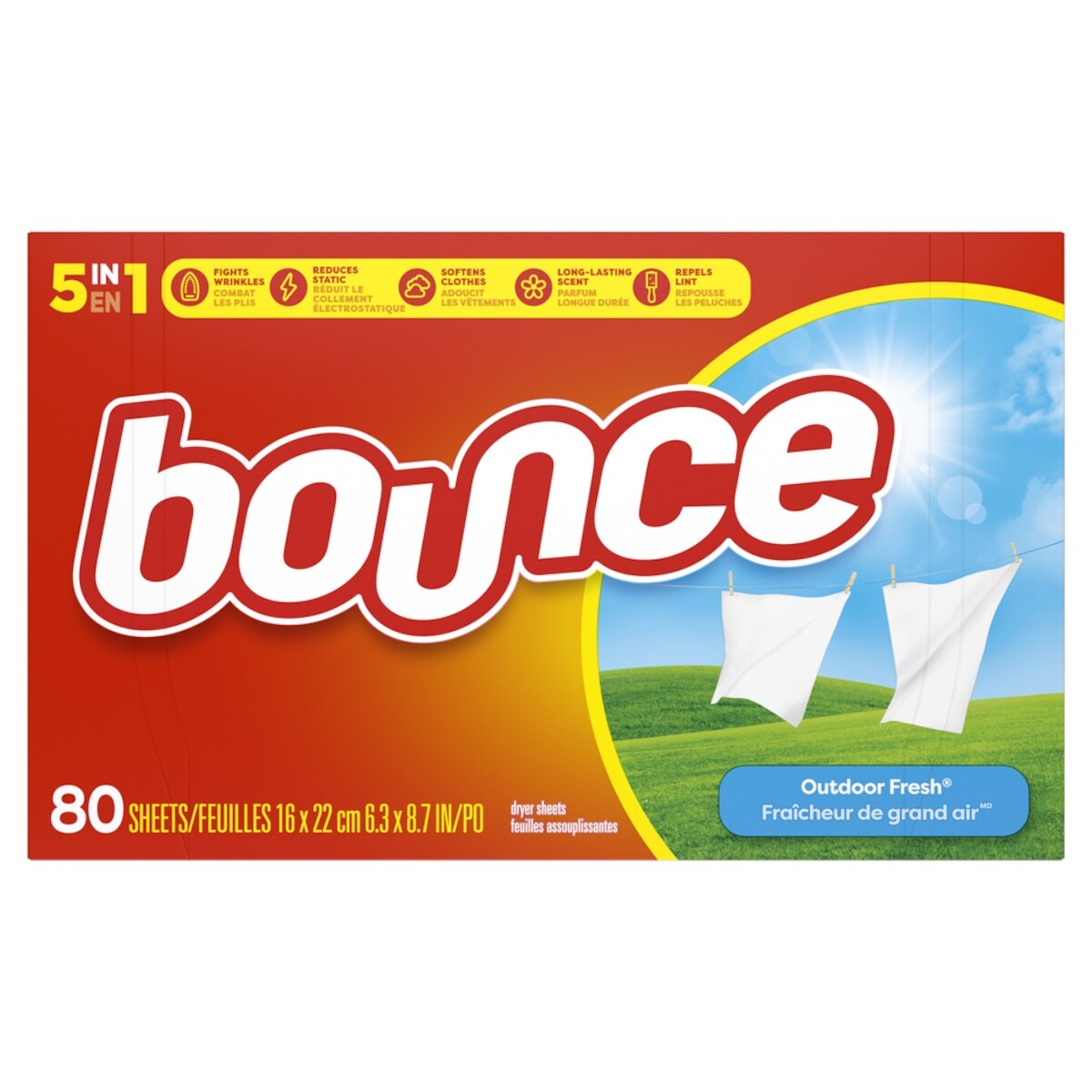 Feuilles pour sécheuse, Outdoor Fresh, 80 unités