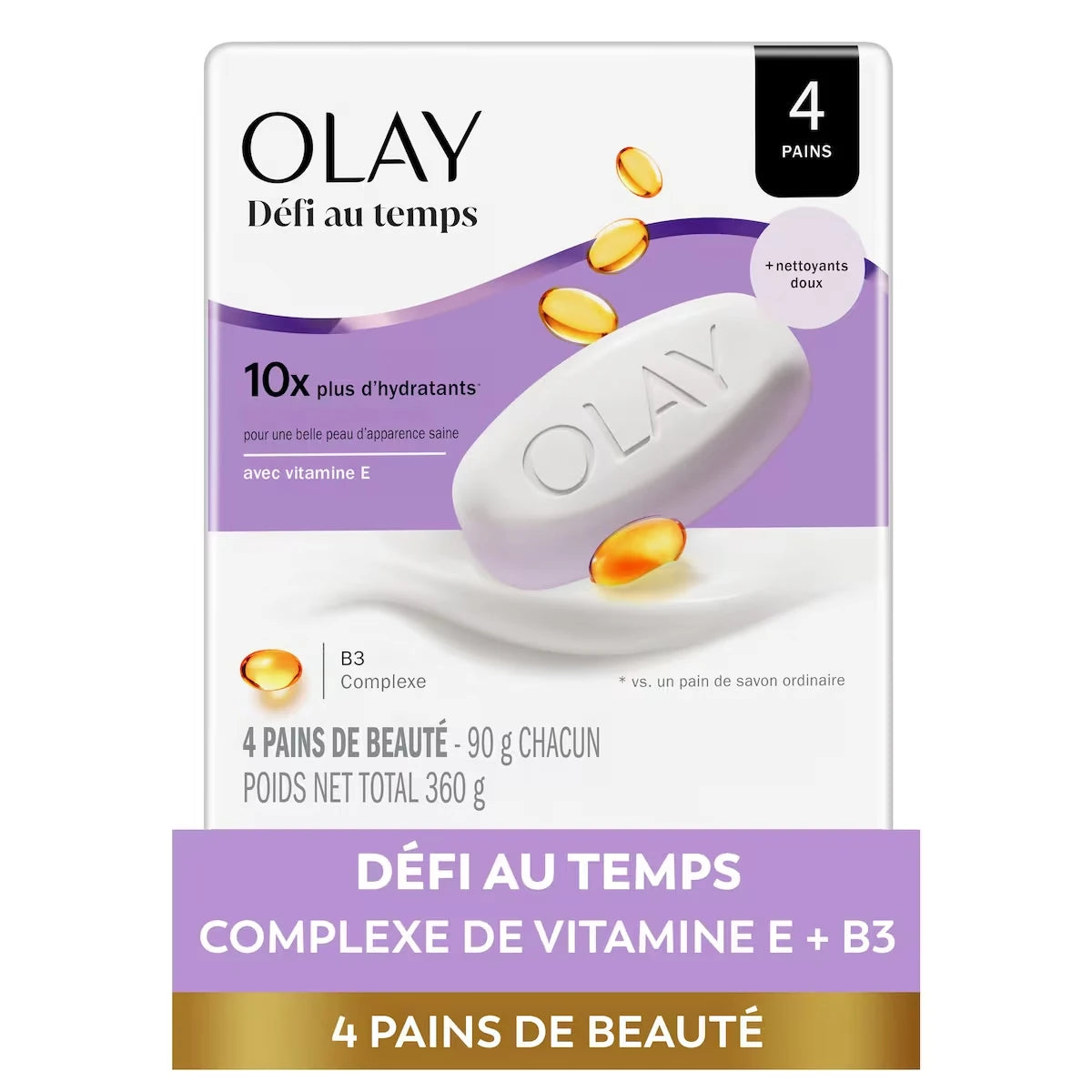 Pain de beauté Moisture Outlast Défi au temps, 90 g, 4 unités