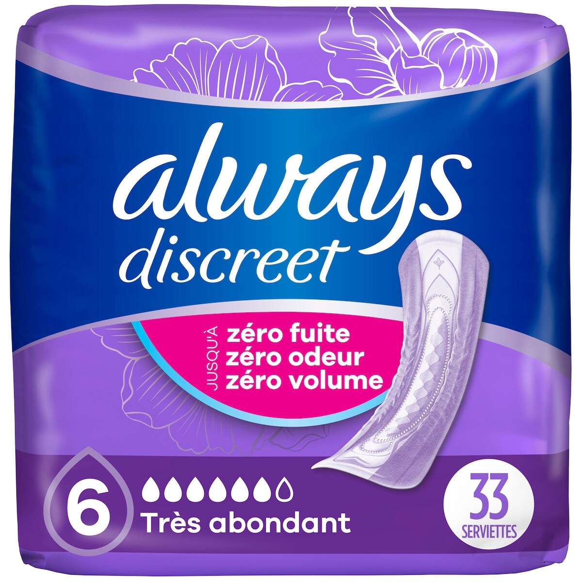 Serviettes d’incontinence et de post-partum, régulières, degré d’absorption très abondant, pour femmes, 33 serviettes