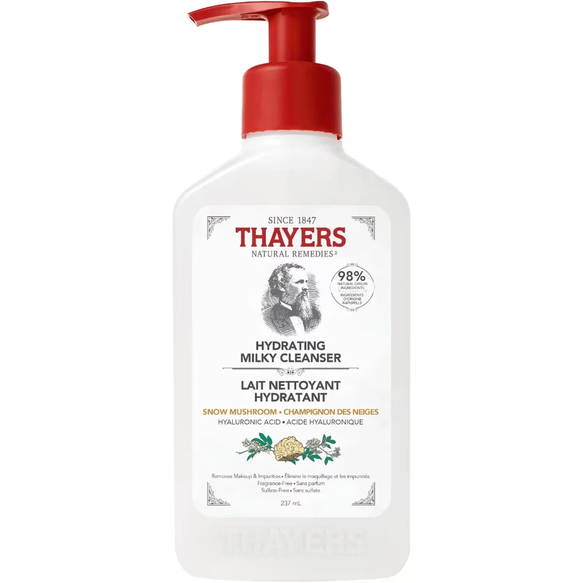 Hydrating Milky Cleanser with Hyaluronic Acid and Snow Mushroom, Natural Facial Cleanser, For All Skin Types