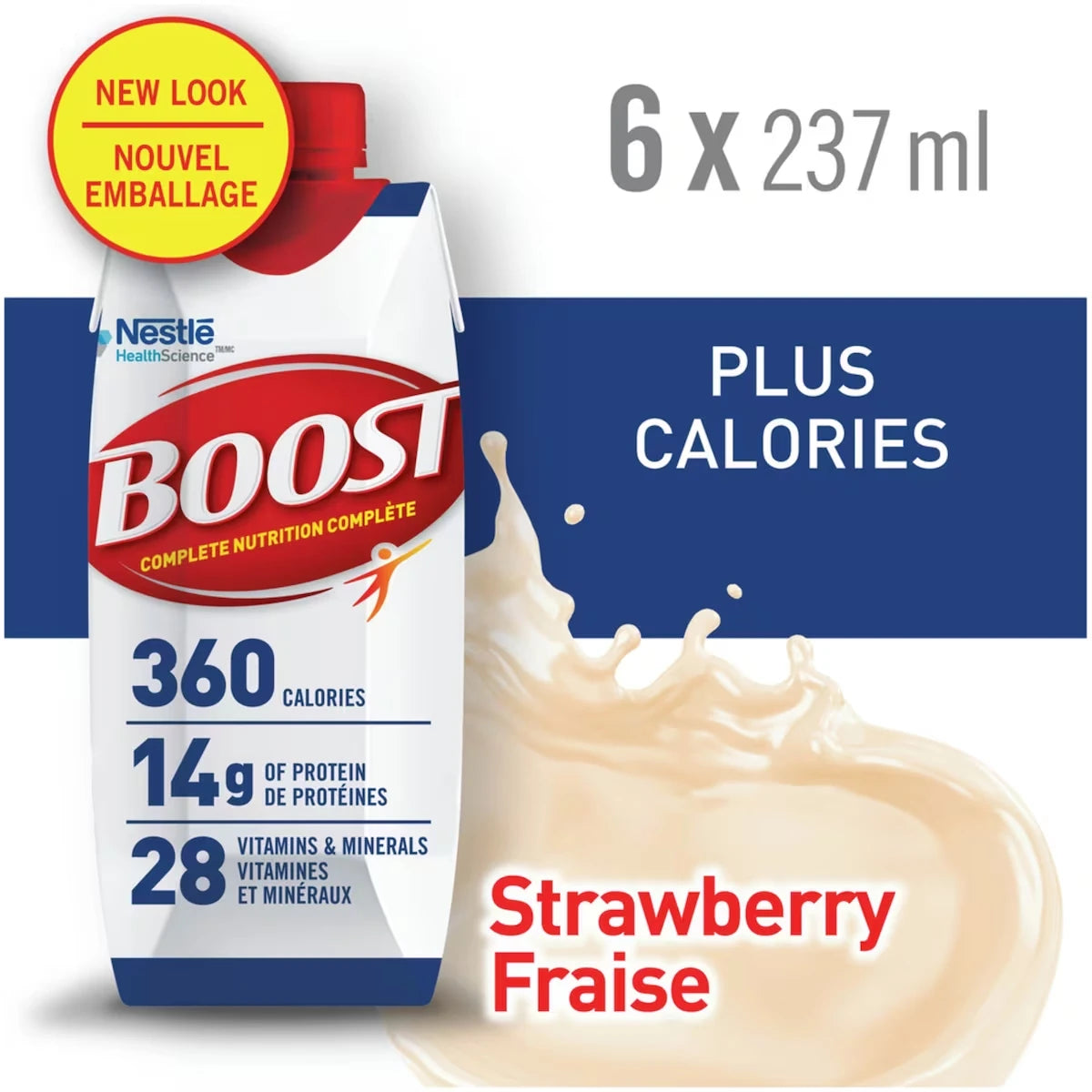 Préparation pour régime liquide BOOST® PLUS Calories à la fraise, 6 x 237 ml
