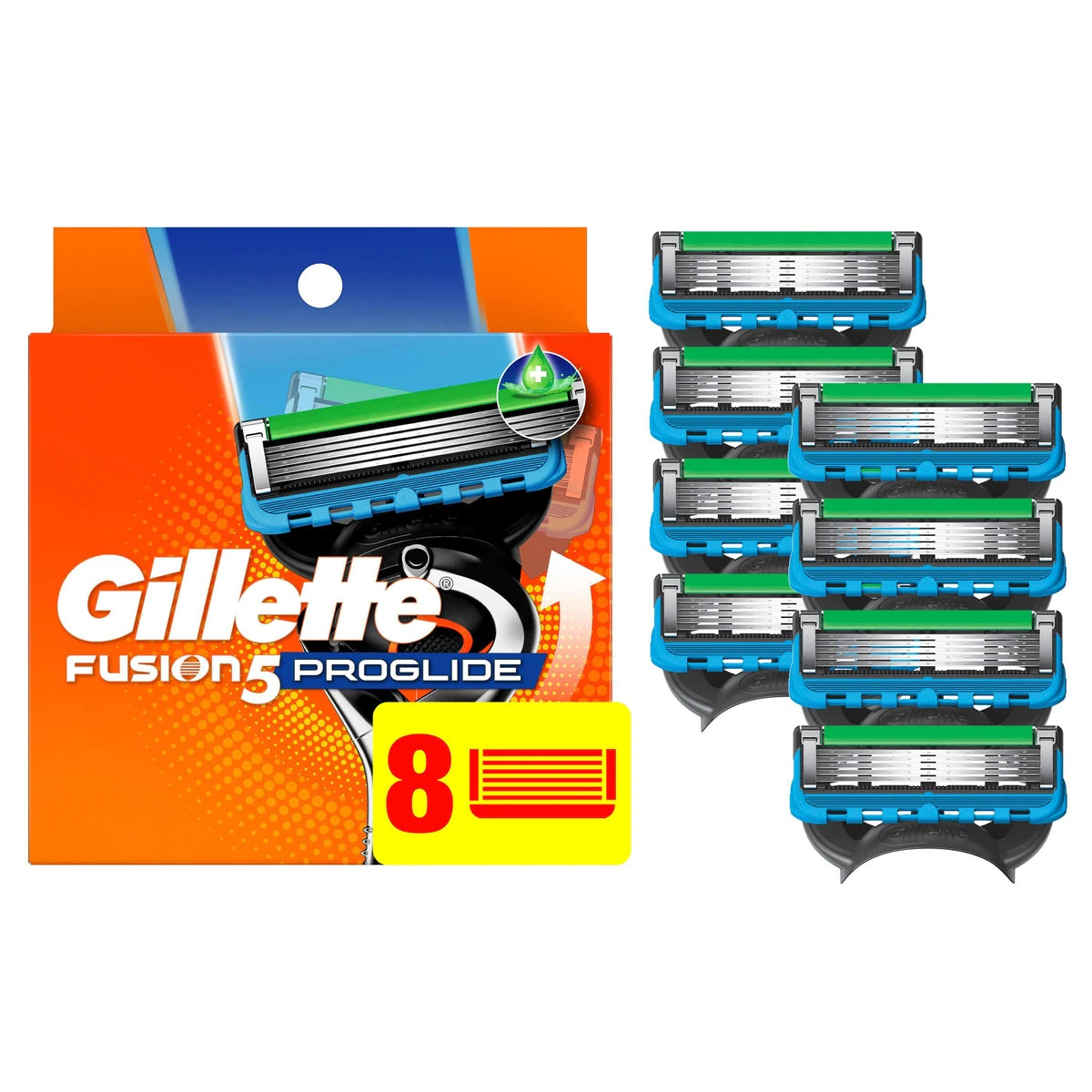 Cartouches de rechange de rasoir Gillette Fusion5 ProGlide Power pour hommes, 8 cartouches de rasoir pour manche Flex-pivot, cartouches à 5 lames de rasoir, lame de précision pour hommes