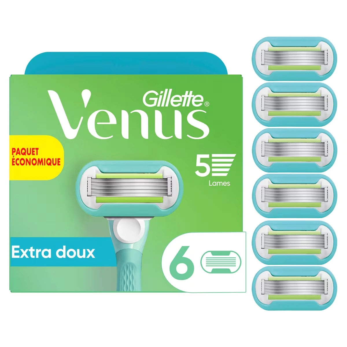 Lames de rasoir Gillette Extra Doux pour femmes, 6 cartouches