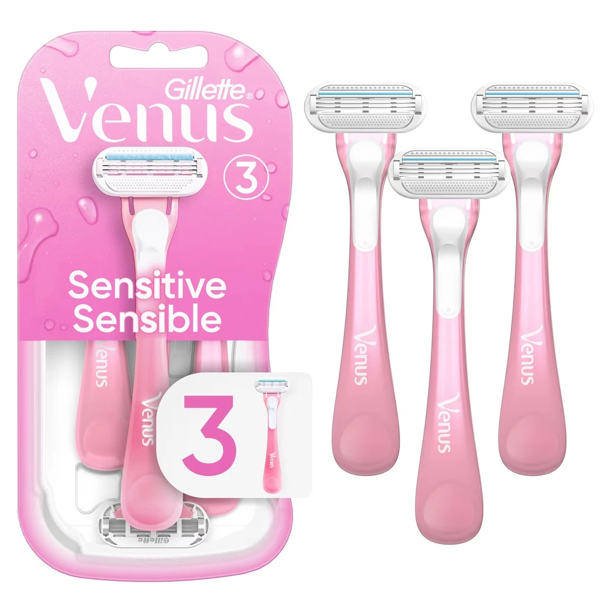 Rasoirs jetables pour femmes Gillette Sensitive, paquet de 3