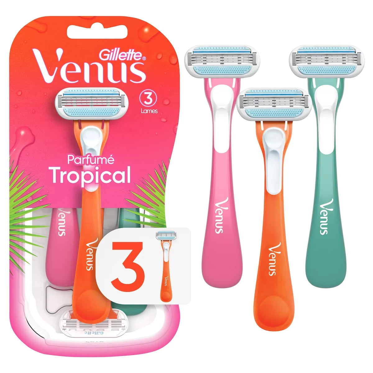 Rasoirs jetables pour femmes Gillette Tropical, paquet de 3