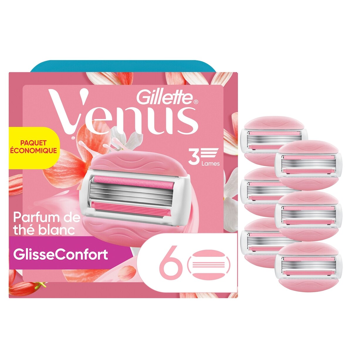 Lames de rasoir ComfortGlide au parfum de thé blanc, 6 cartouches
