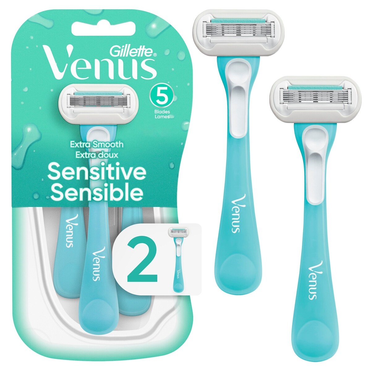 Rasoirs jetables pour femmes Gillette Extra Smooth Sensitive, paquet de 2