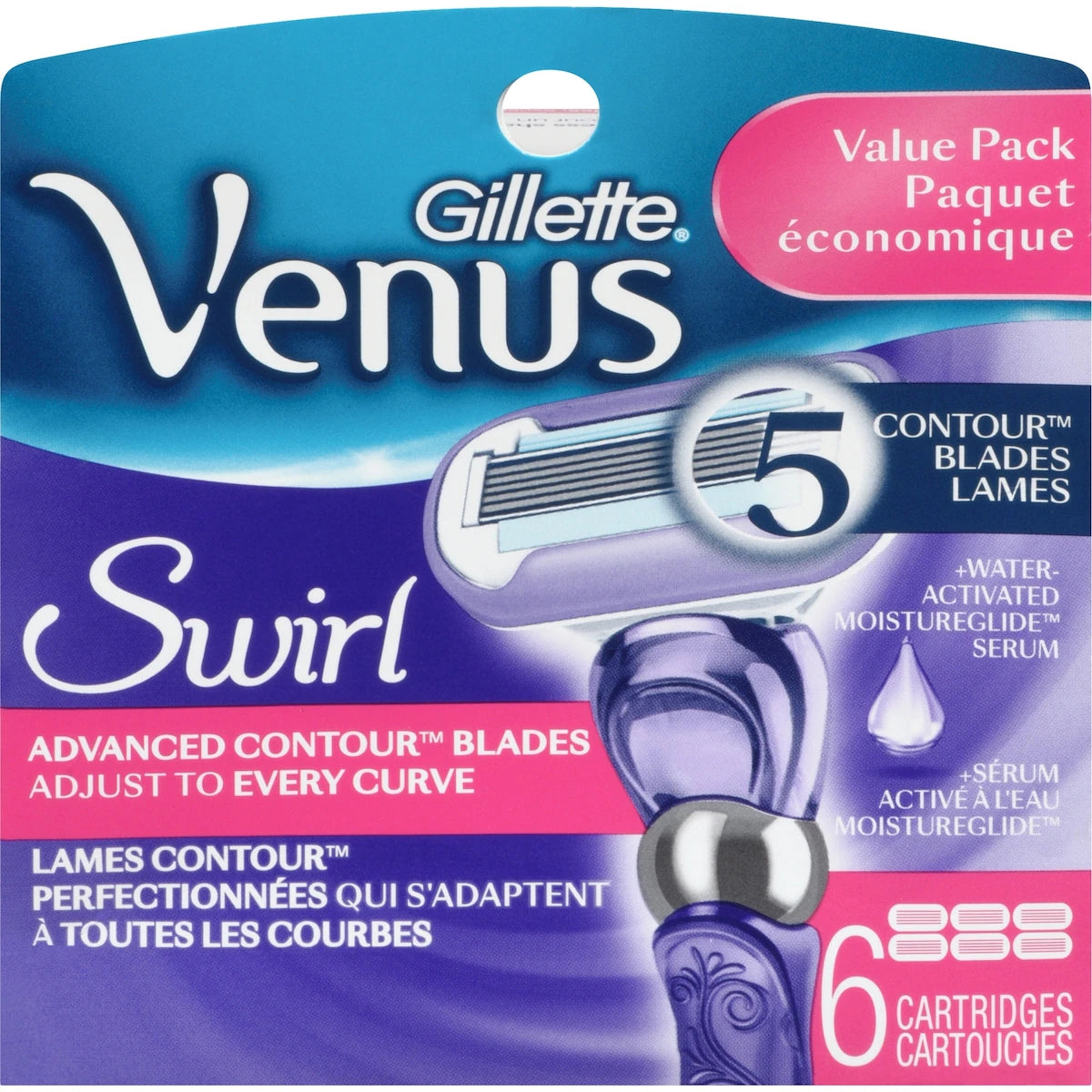 Lames de rasoir Gillette Swirl pour femmes, 6 cartouches