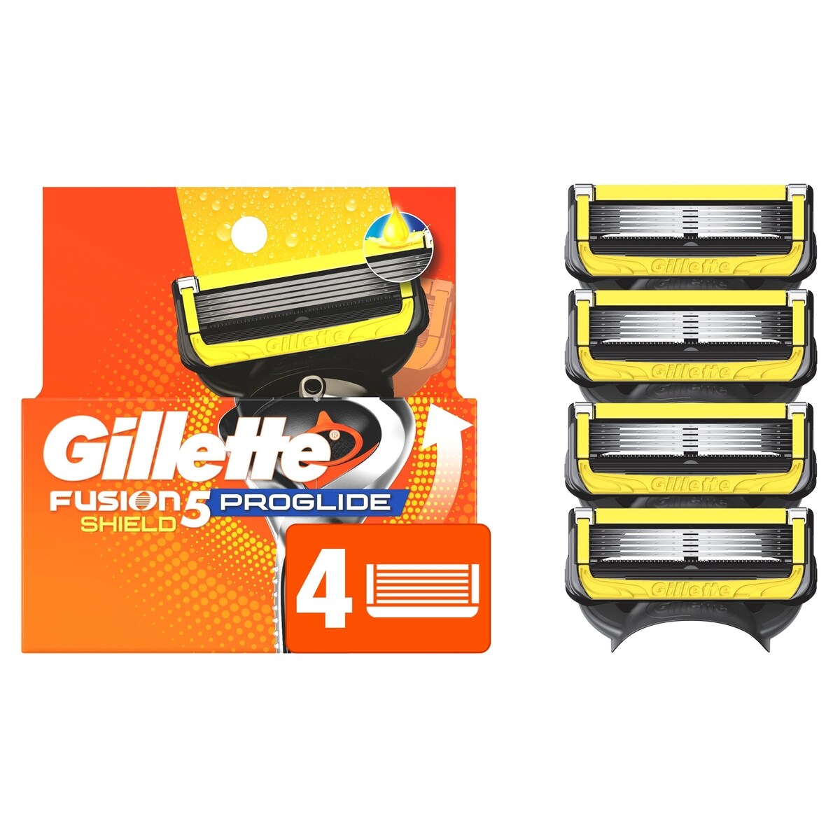 Cartouches de rechange de rasoir Fusion5ProGlide Défense pour hommes, 4 cartouches de rechange de rasoir pour manche de rasoir Flex-pivot, 2x plus de lubrification, lame de précision pour hommes