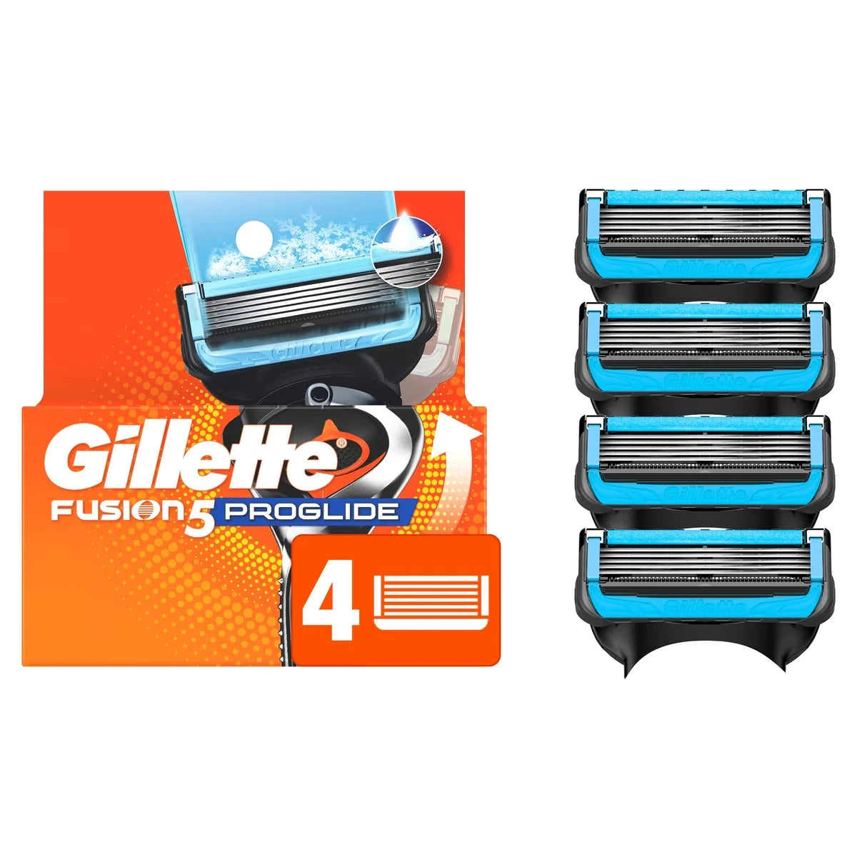 Cartouches de rechange de rasoir Fusion5 ProGlide Fraîcheur, 4 cartouches de rasoir pour manche de rasoir Flex-pivot, 5 lames de rasoir, 2x plus de lubrification rafraîchissante