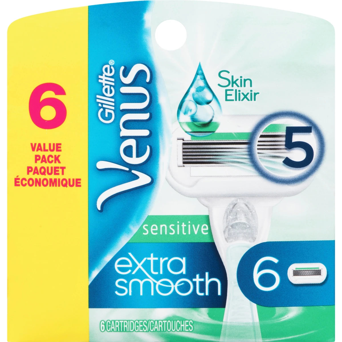 Lames de rasoir Gillette Extra Doux Sensitive pour femmes, 6 cartouches