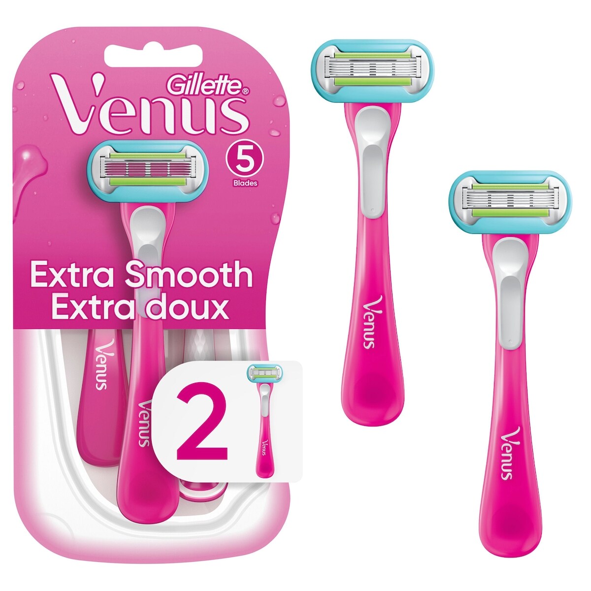Rasoirs jetables Extra doux Vert pour femmes, 2 unités