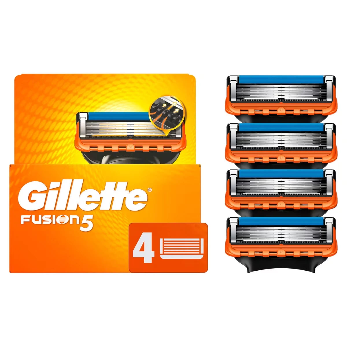 Cartouches de rechange de rasoir Gillette Fusion5 pour hommes, 4 cartouches de rasoir, bande lubrifiante, lame de précision pour hommes, cartouches à 5 lames de rasoir pour un rasage de près