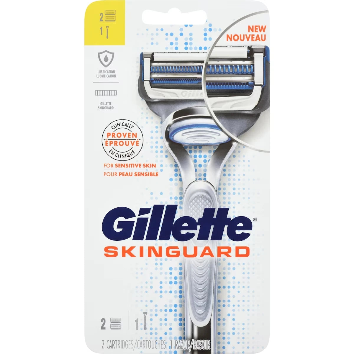 Rasoir SkinGuard pour hommes, 1 manche avec 2 cartouches