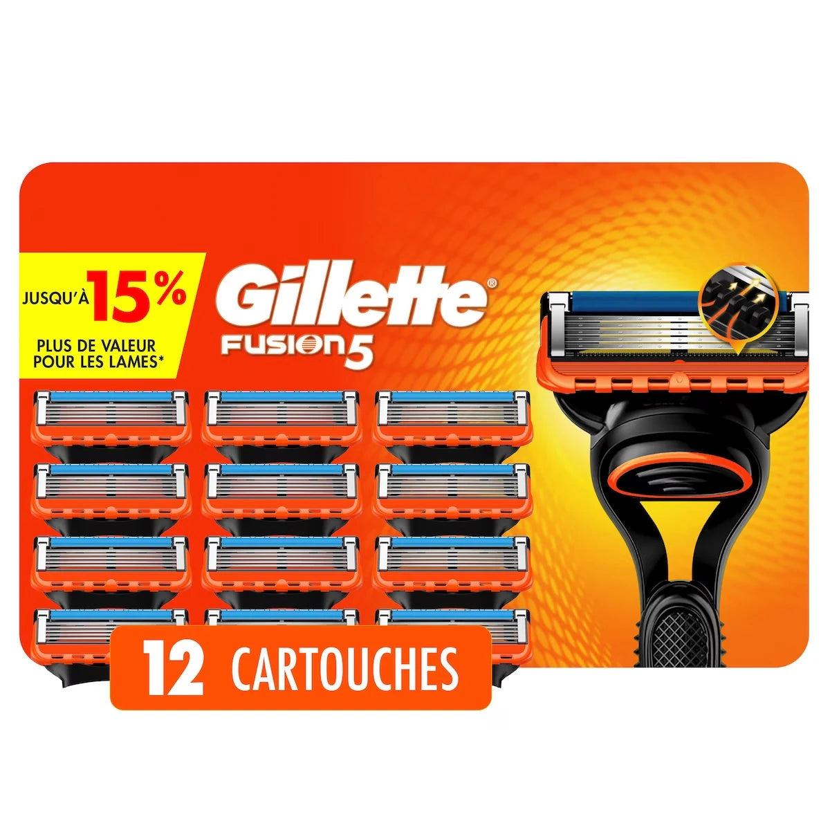 Cartouches de rechange de rasoir Fusion5 pour hommes, 12 cartouches
