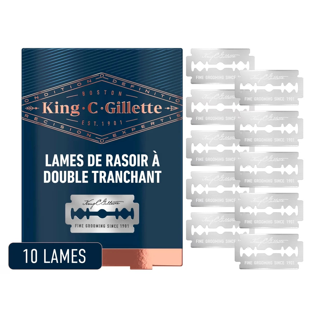 Cartouches de rechange pour rasoir de sûreté à double tranchant King C. pour un meilleur contrôle, 10&nbsp;unités
