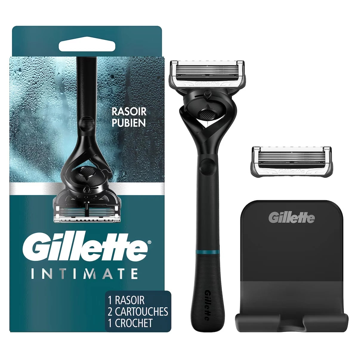 Rasoir pour poils pubiens pour hommes Intimate, rasoir pour poils pubiens et rasage corporel pour homme, doux et facile à utiliser, conçu pour les poils pubiens, 1&nbsp;manche de rasoir, 2&nbsp;cartouches de rechange