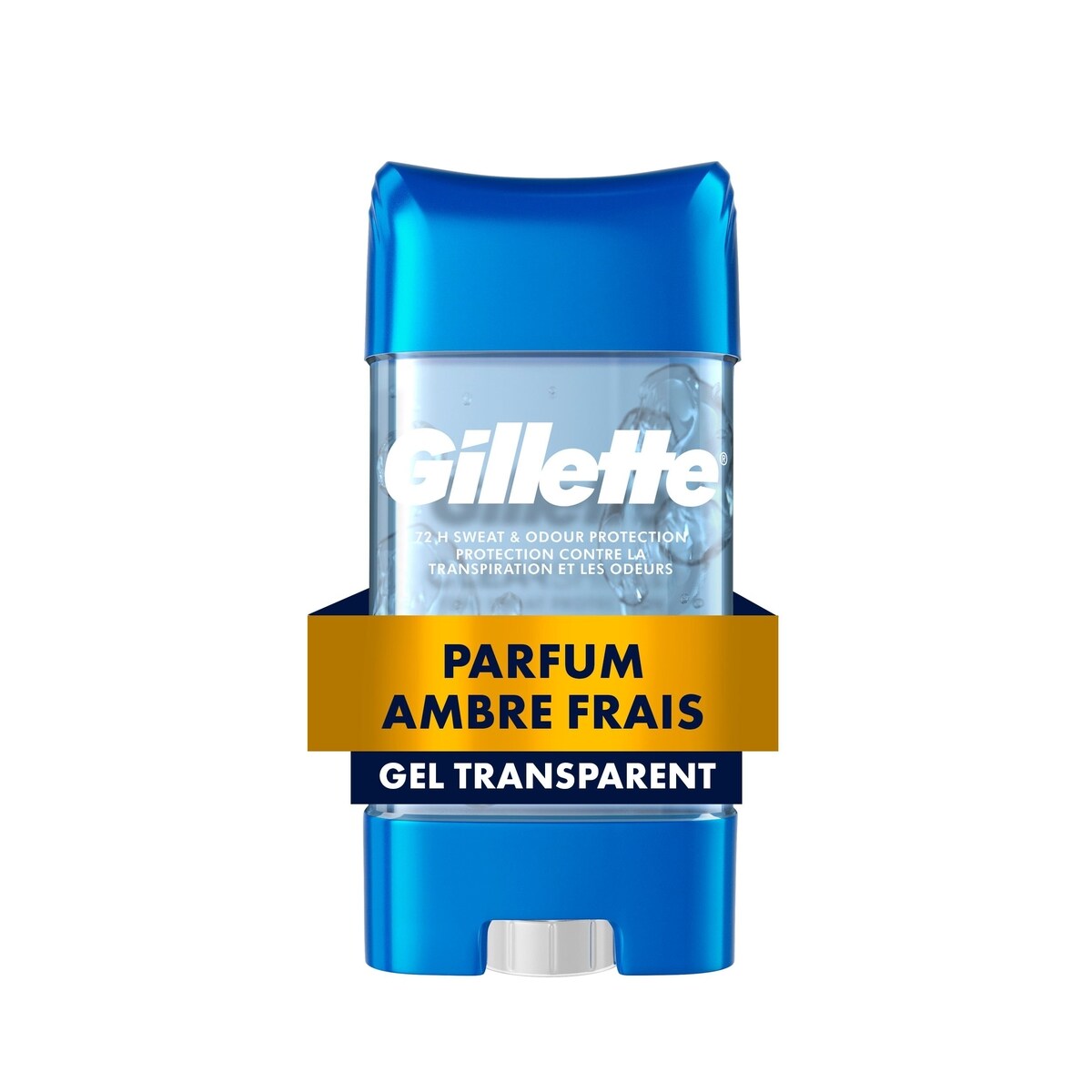 Antisudorifique et désodorisant gel transparent pour hommes, parfum Ambre fraîche