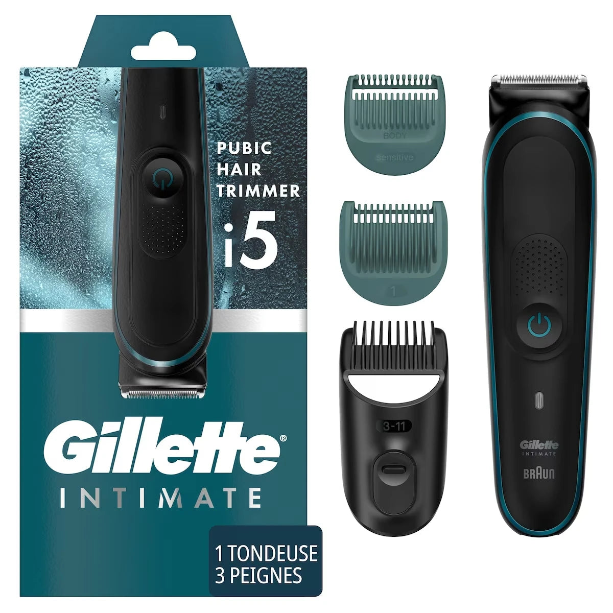 Tondeuse pour poils pubiens Intimate pour hommes, SkinFirst, étanche, sans fil pour usage sur peau sèche et mouillée, rasoir pour hommes, lames aiguisées à vie