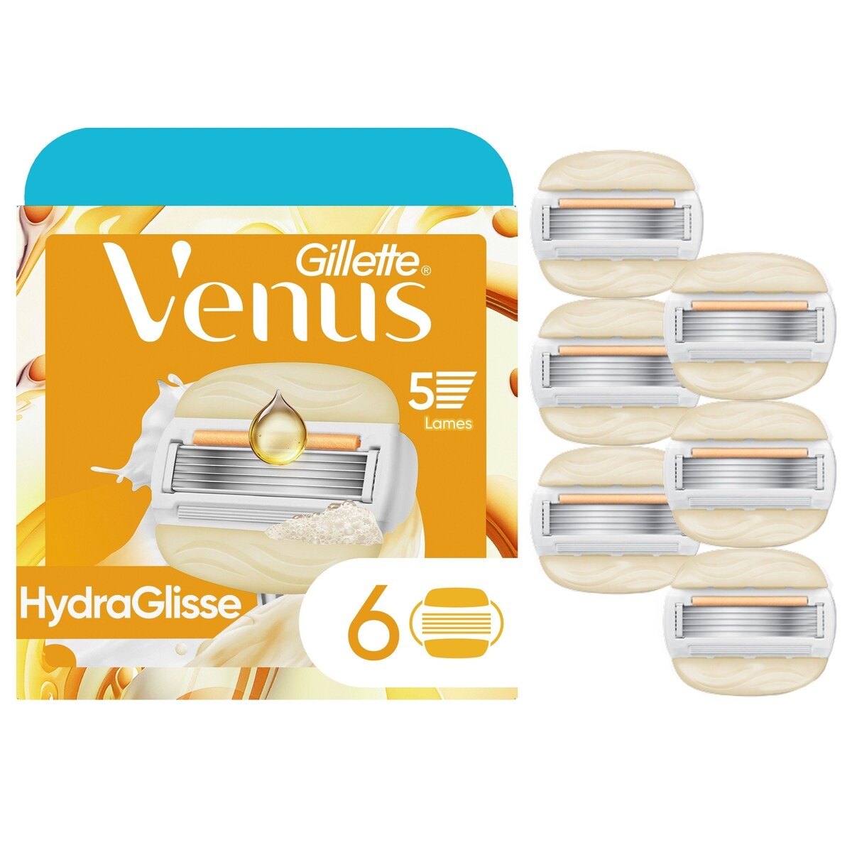 Lames de rasoir HydraGlisse pour femmes, avec barres de gel à raser intégrées, 6&nbsp;cartouches de rechange