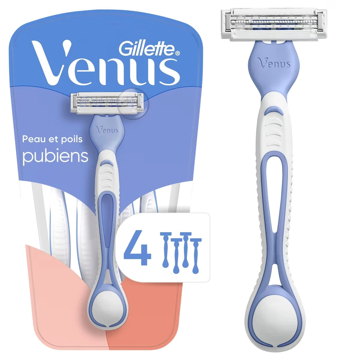 Rasoirs jetables  pour la peau et les poils pubiens, pour femmes, 4 u