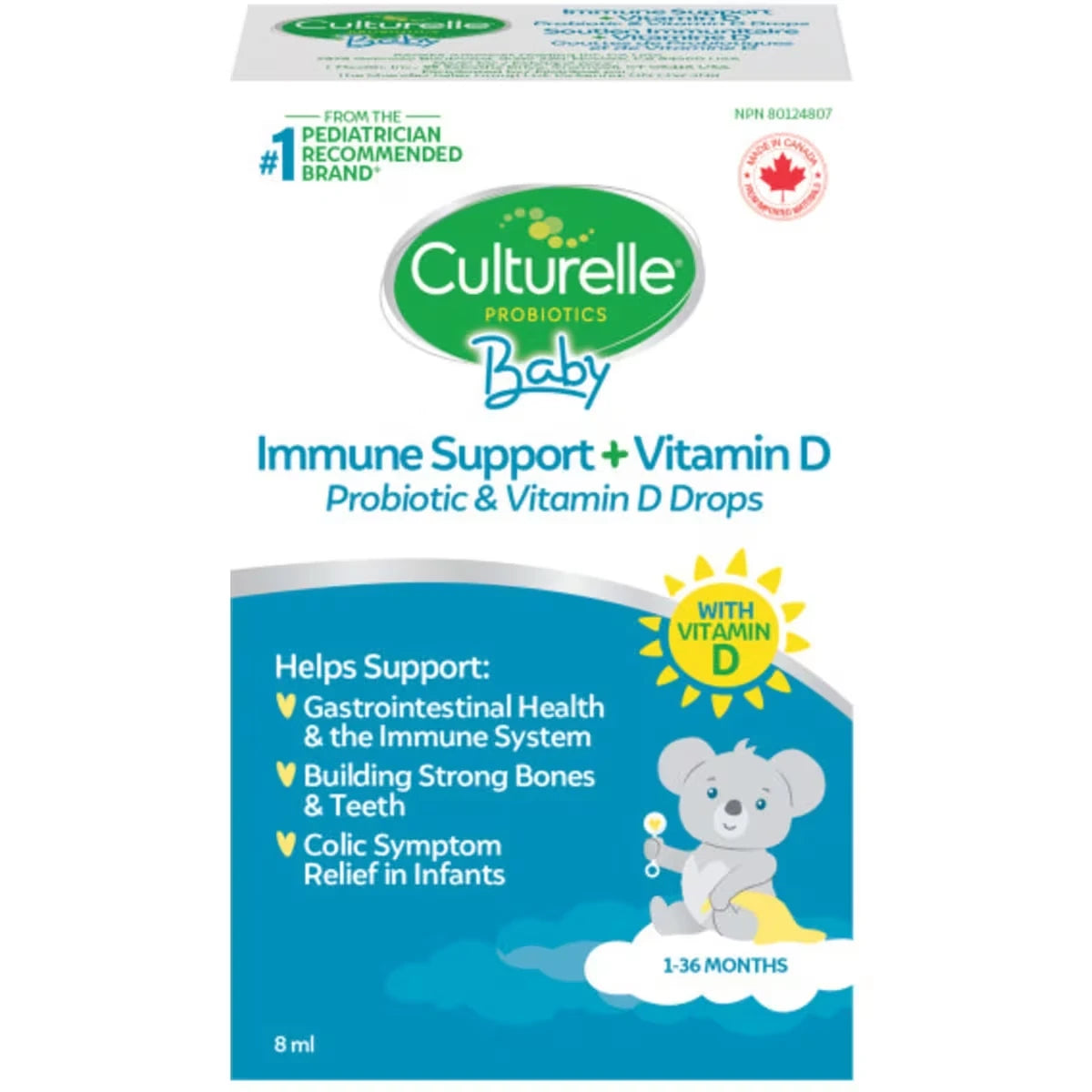 Gouttes de probiotiques et de vitamine D pour bébé