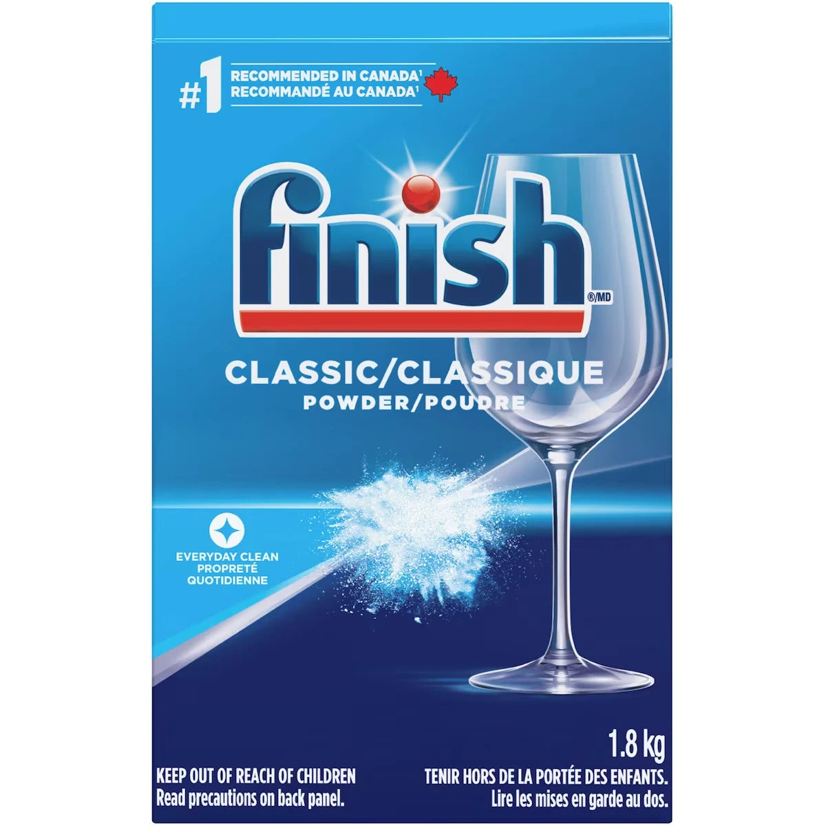 Finish Lessive en poudre pour lave-vaisselle, fraîche, 1,8 kg, formule avancée