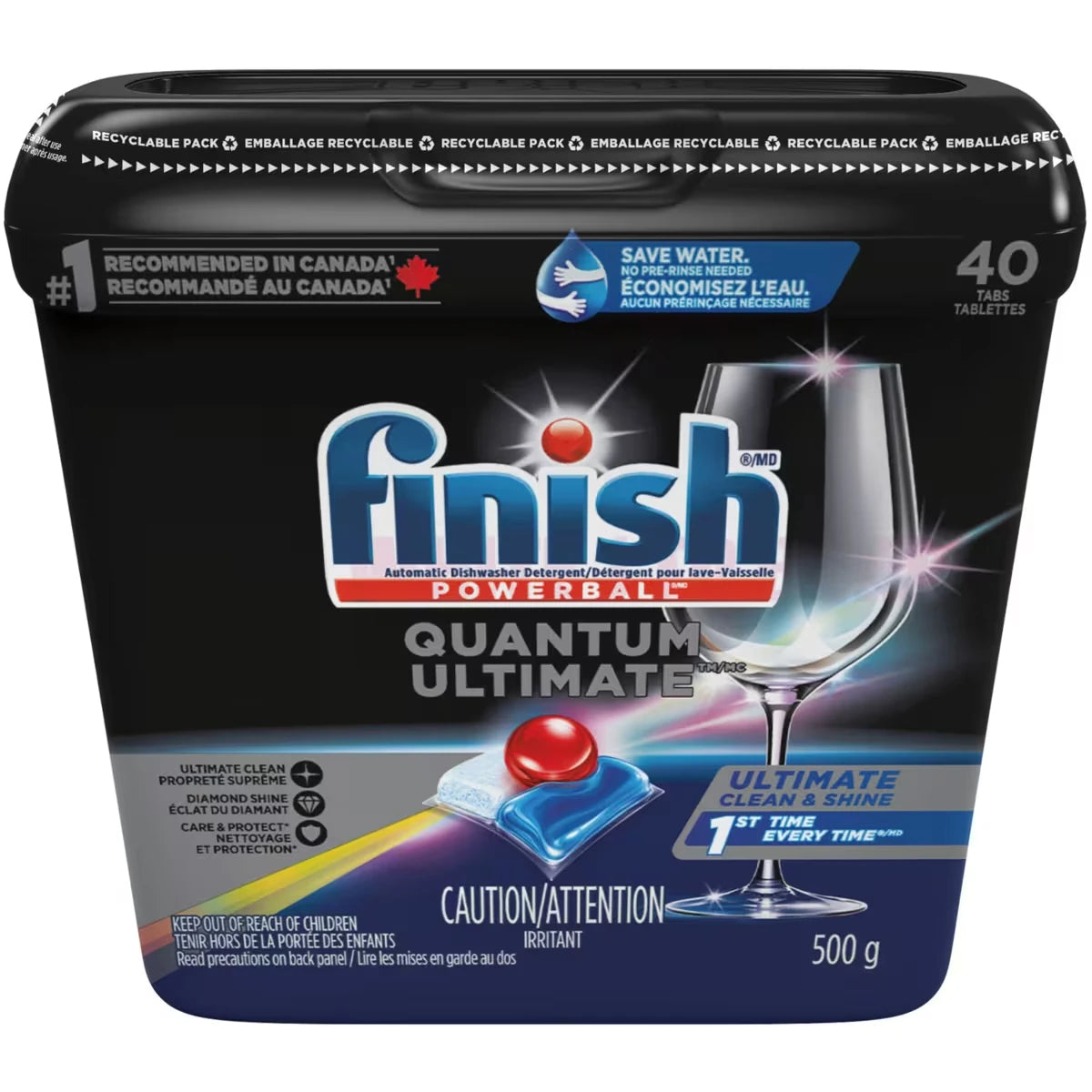 Détergent pour lave-vaisselle Finish, Quantum Ultimate, frais, 40 comprimés