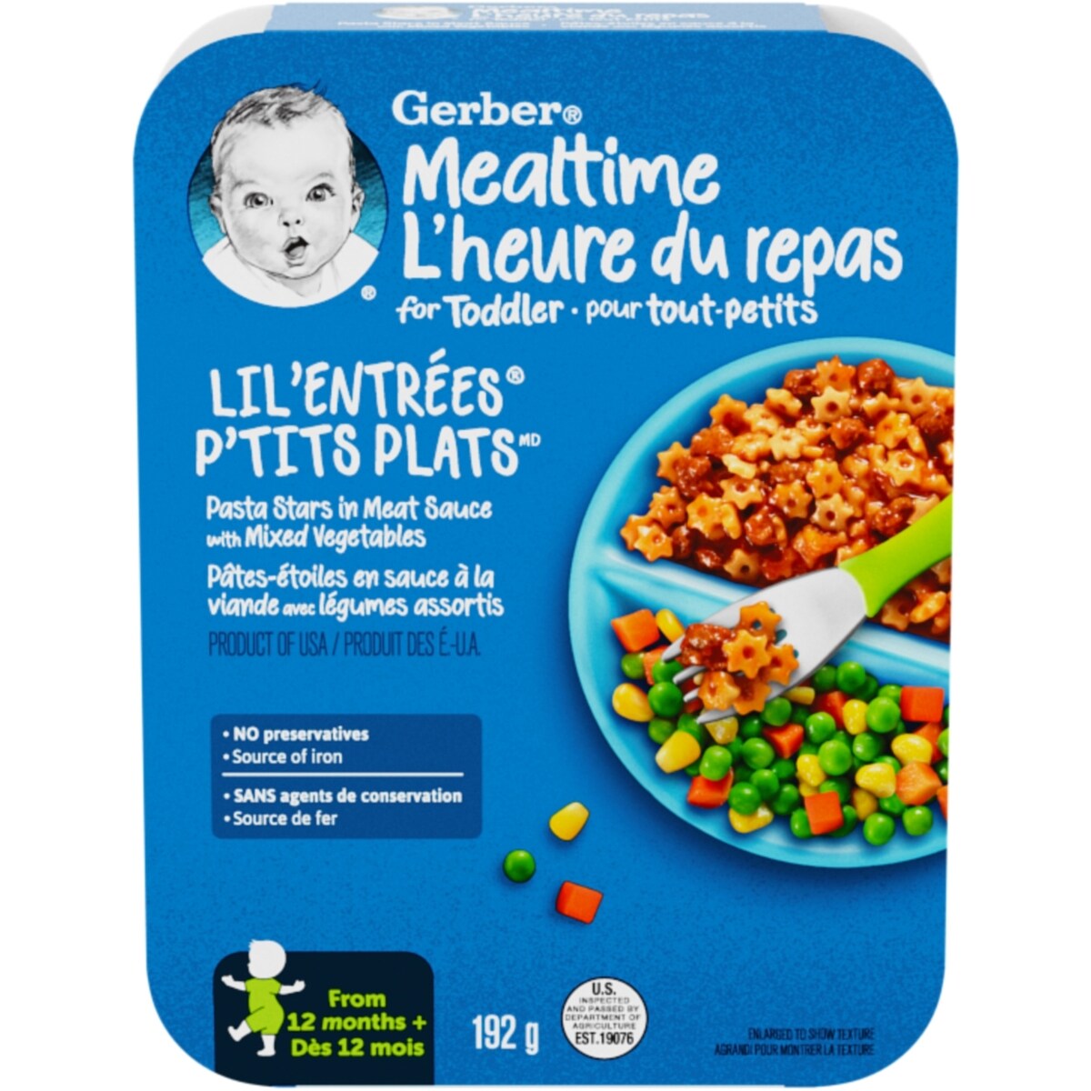 P’TITS PLATS Pâtes-étoiles en sauce à la viande avec légumes assortis
