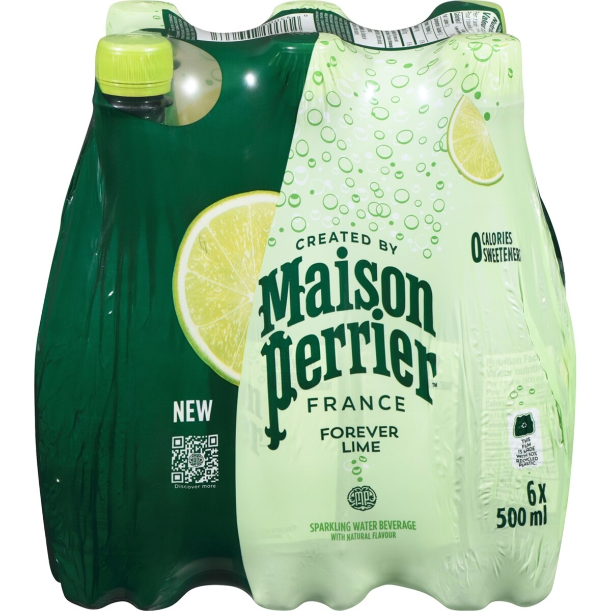Infiniment Lime, boisson à l'eau pétillante, arôme naturel de lime, sans calorie, sans édulcorant, sans sodium, recueillie et embouteillée en France