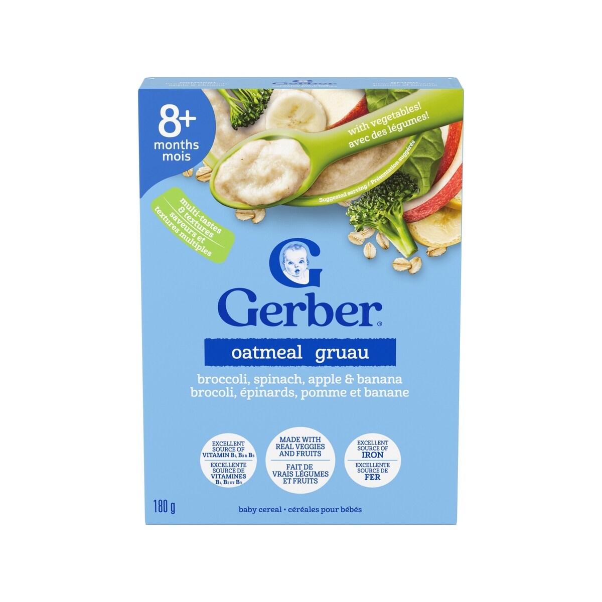 Gruau bébé Brocoli, épinards, pomme, banane