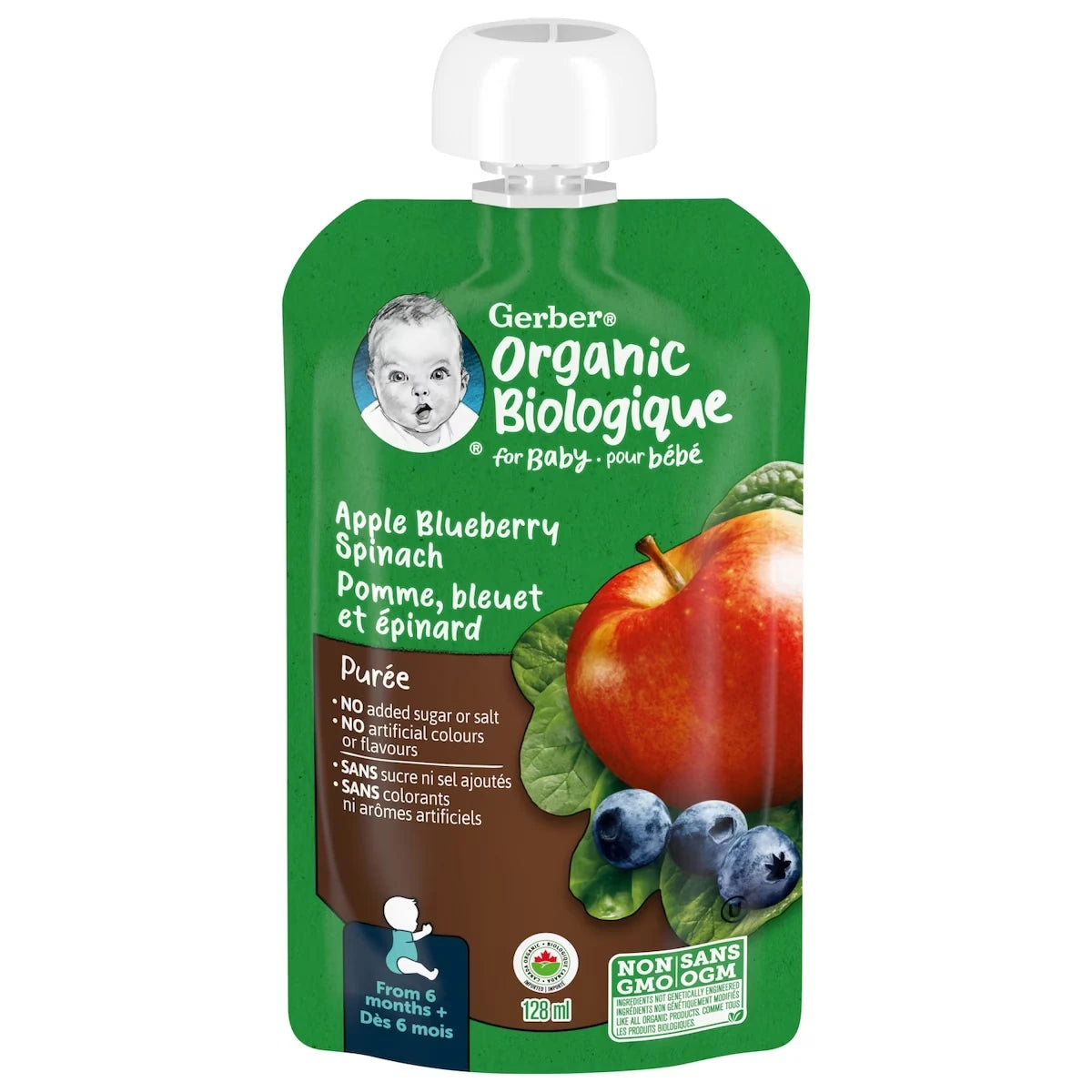Purée Biologique Pomme Bleuet Épinard Aliment pour Bébé