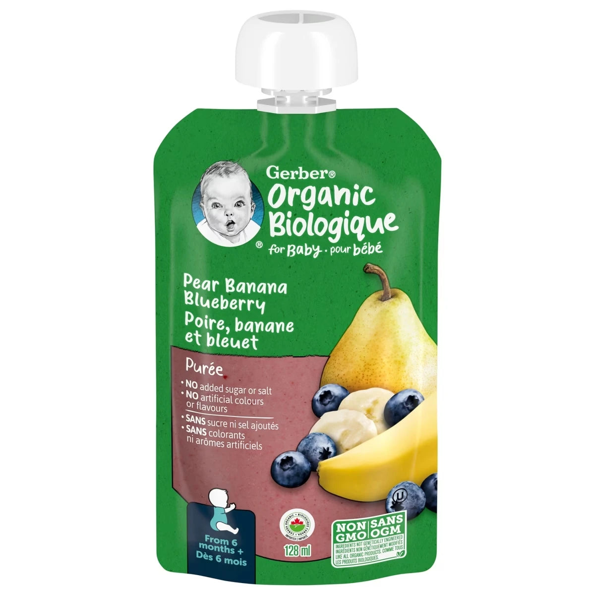 Purée Biologique Poire Banane Bleuet Aliment pour Bébé