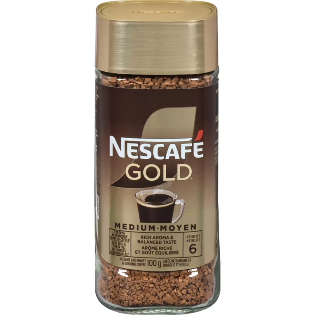 Café instantané moyen torréfié et moulu GOLD