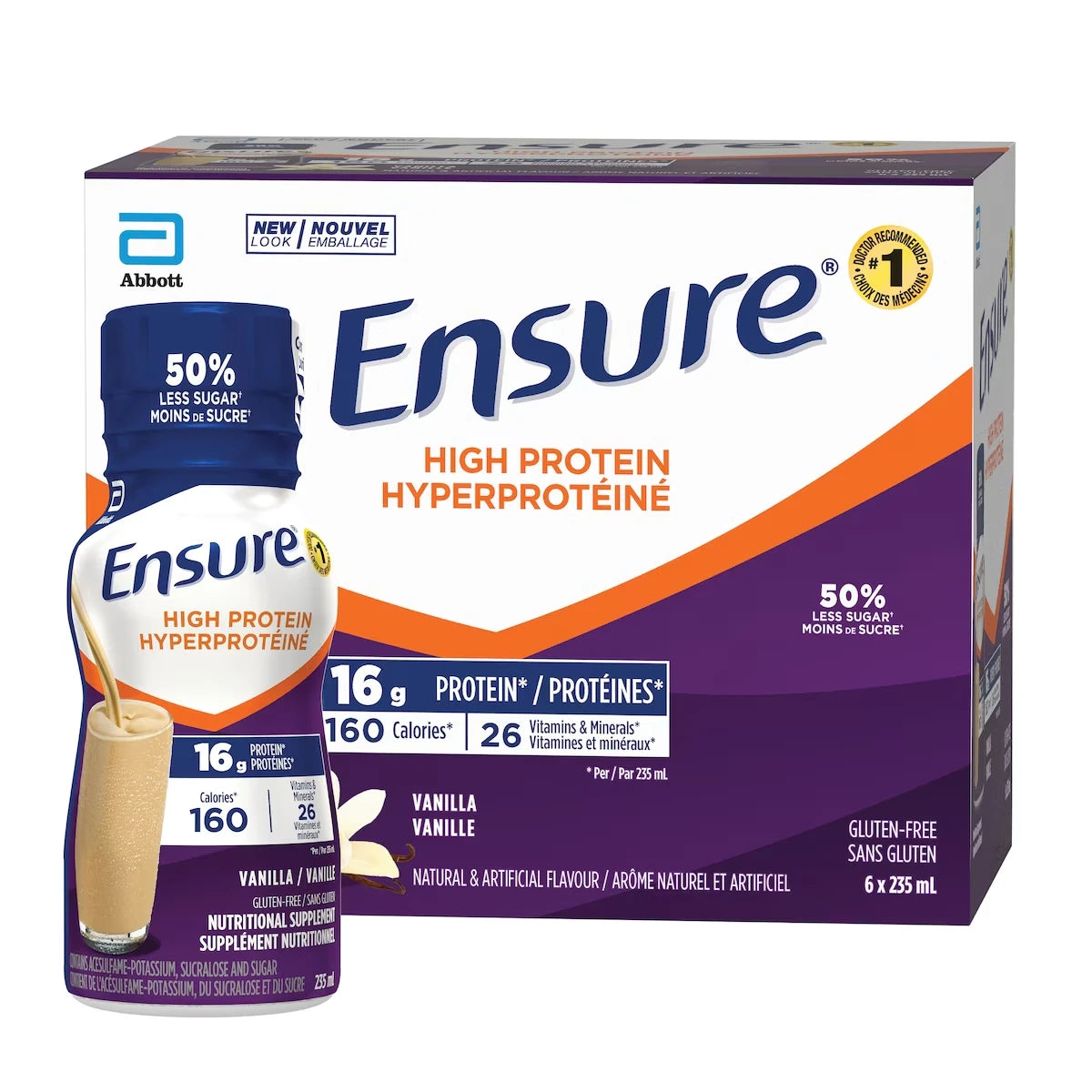 Hyperprotéiné 16 g de protéines, supplément nutritionnel prêt à boire, vanille, 6 x 235 mL