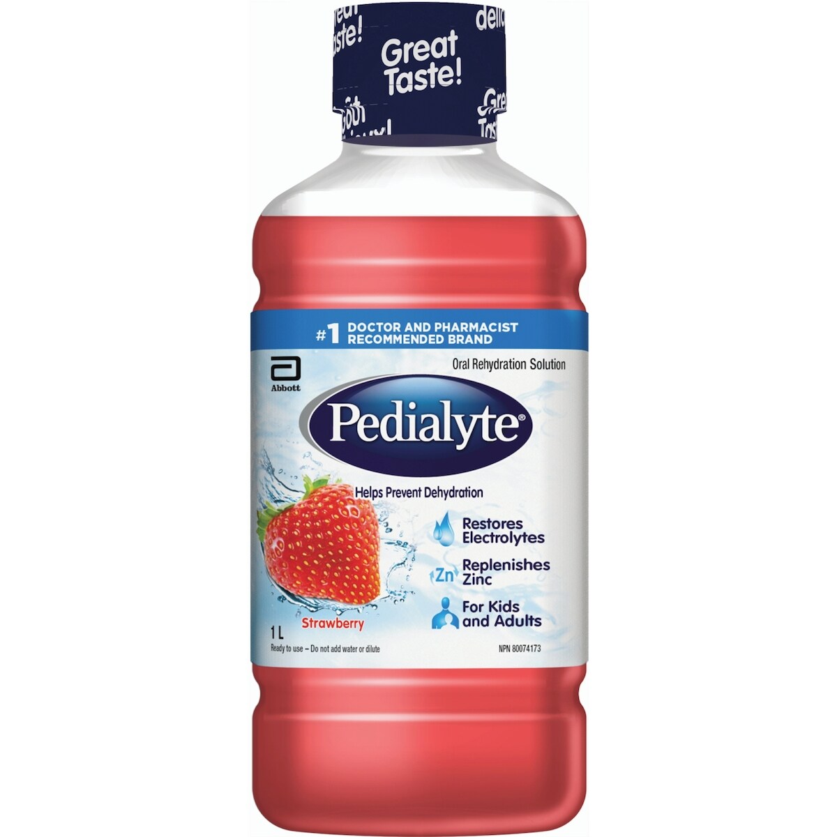 Electrolyte Oral Rehydration Solution, Strawberry, 1-L Bottle