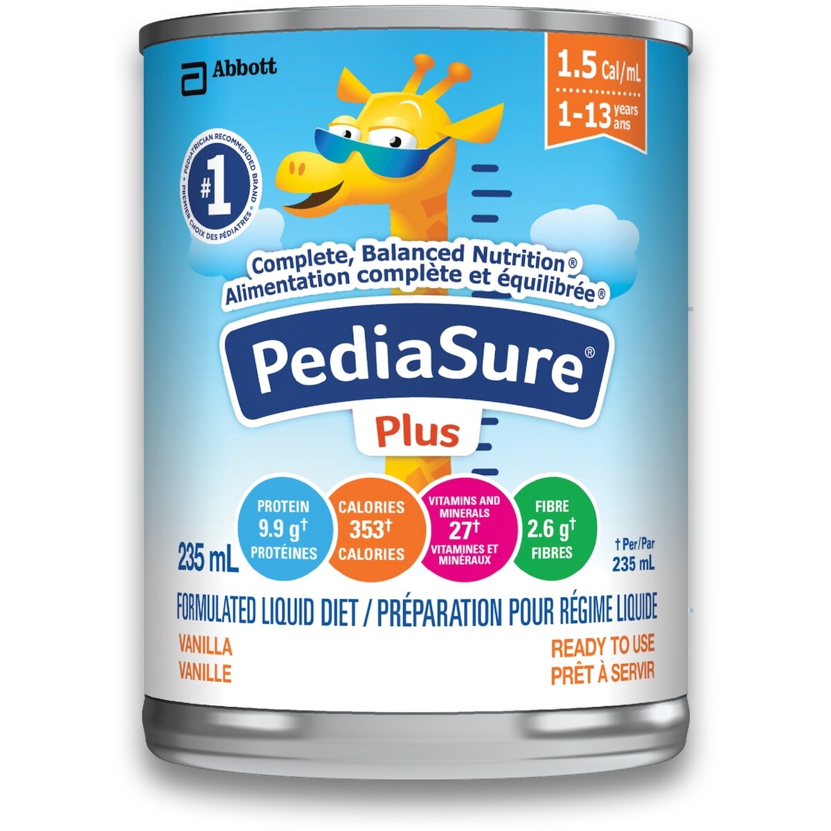 Fibre, préparation pour régime liquide, vanille, 12/caisse, 2820 mL