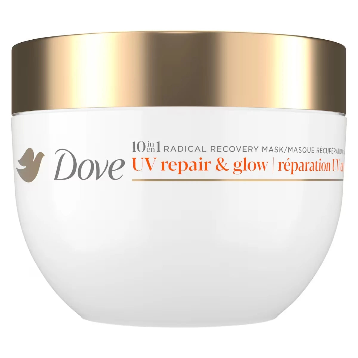 Masque revitalisant Réparation en profondeur de 99 % des dommages capillaires causés par Dove Radical Recovery les UV UV Repair & Glow avec perles Lumi-Beads fondantes 260 GR