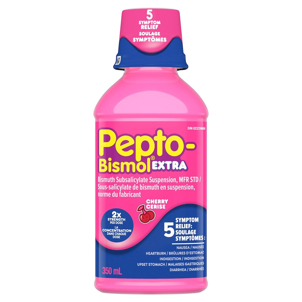 LIQUIDE EXTRA FORT PEPTO soulage la nausée, les brûlures d’estomac, l’indigestion, les malaises gastriques et la diarrhée SAVEUR DE CERISE 12oz/350mL