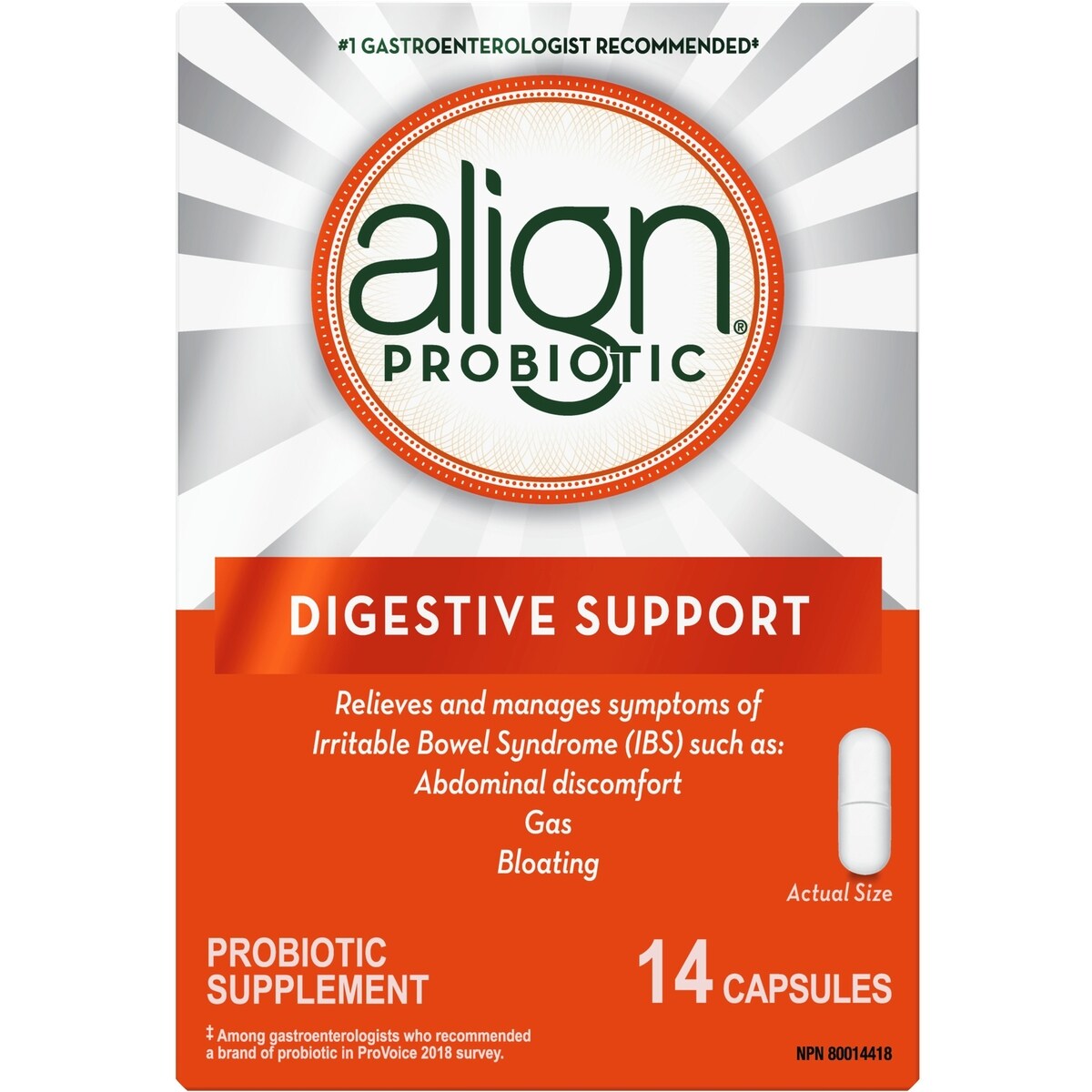 Supplément probiotique quotidien pour la santé digestive, 14 capsules végétariennes